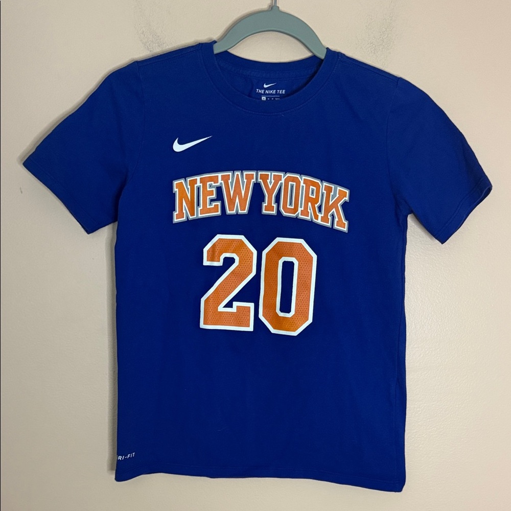 Nike Blue Short Sleeve Tee with Orange & White New York 20 Graphic